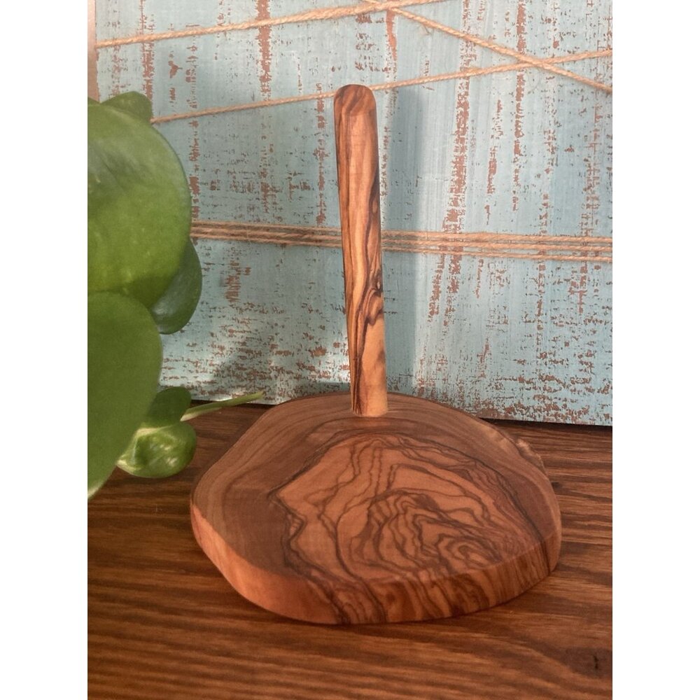 Olive Wood Rustic Natural Coaster Set of 6 with Holder Hand Made - Picture 12 of 16